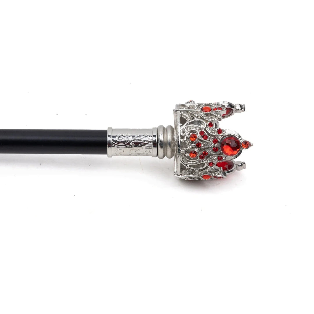 Steampunk Cane With Red And Silver Crown stylish