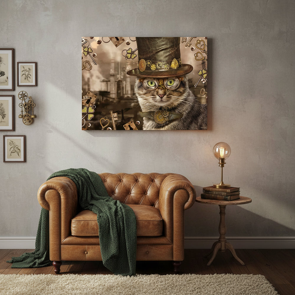 Steampunk Cat Clock Wall Art fashion