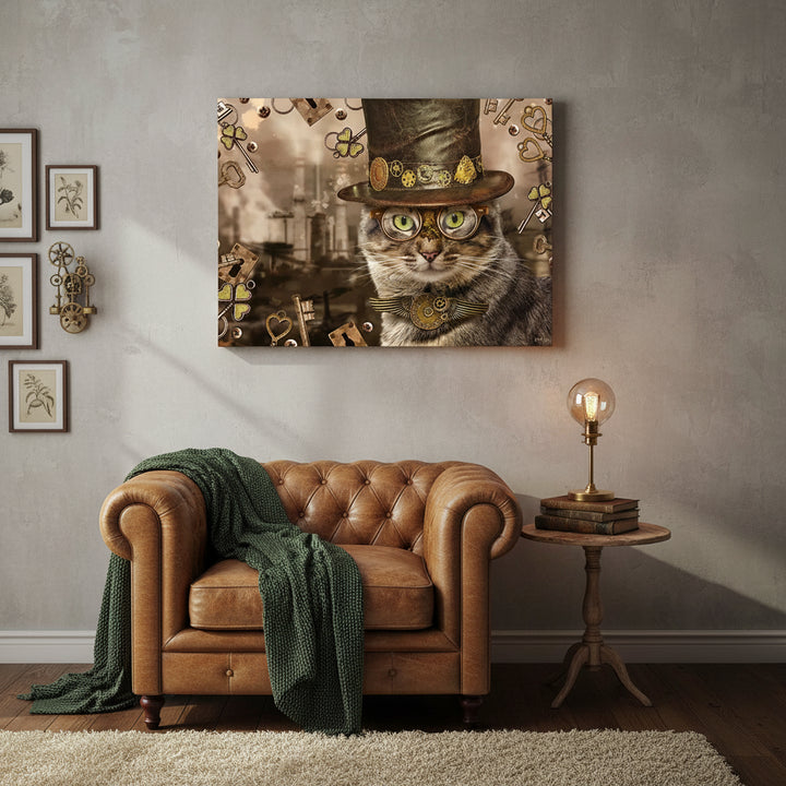 Steampunk Cat Clock Wall Art fashion