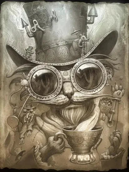 Steampunk Cat Wall Art Poster elegant