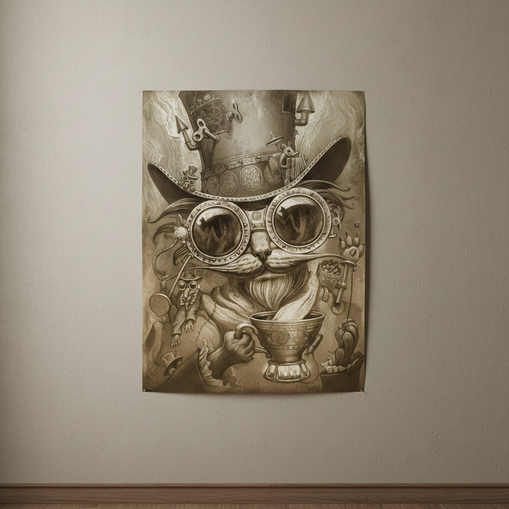 Steampunk Cat Wall Art Poster fashion