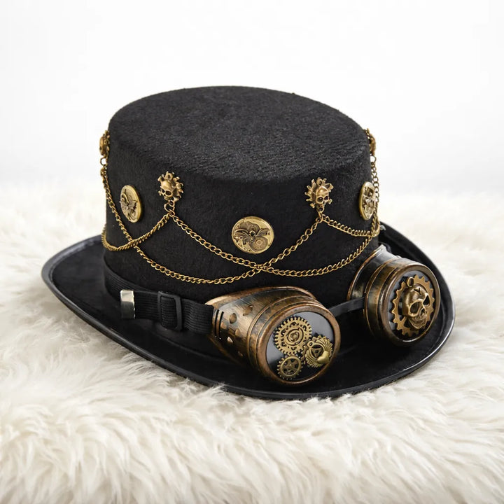 Steampunk Chain-link Hat with Goggles