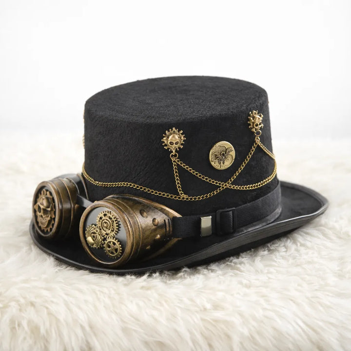 Steampunk Chain-link Hat with Goggles Design