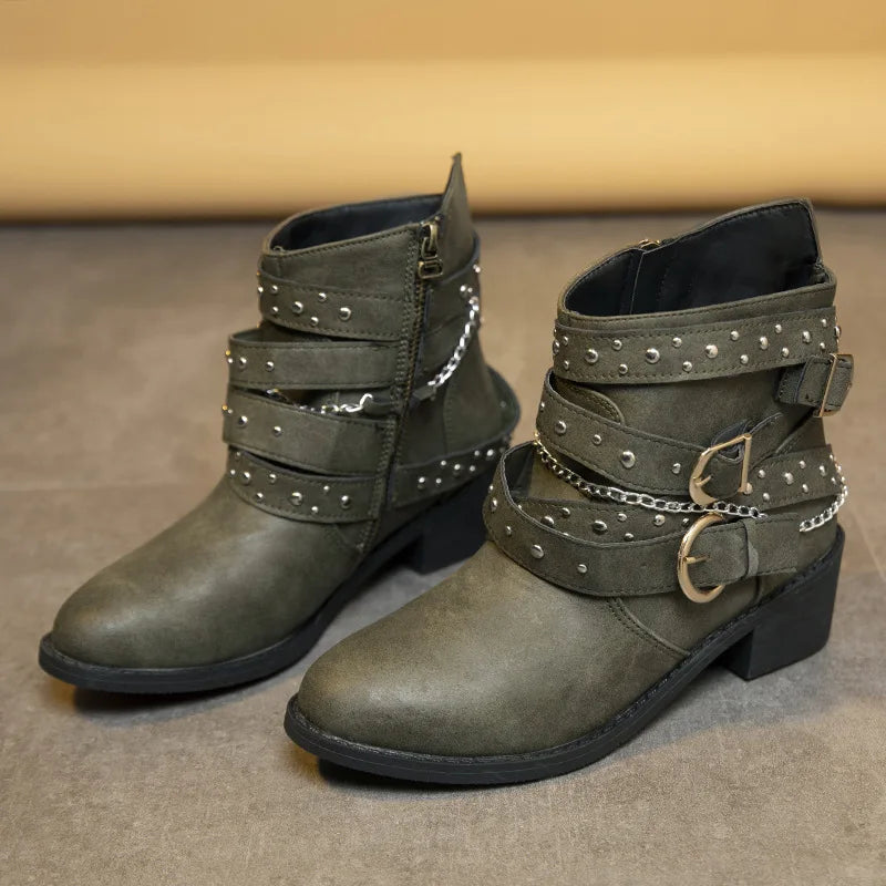 Steampunk Chain Ankle Boots