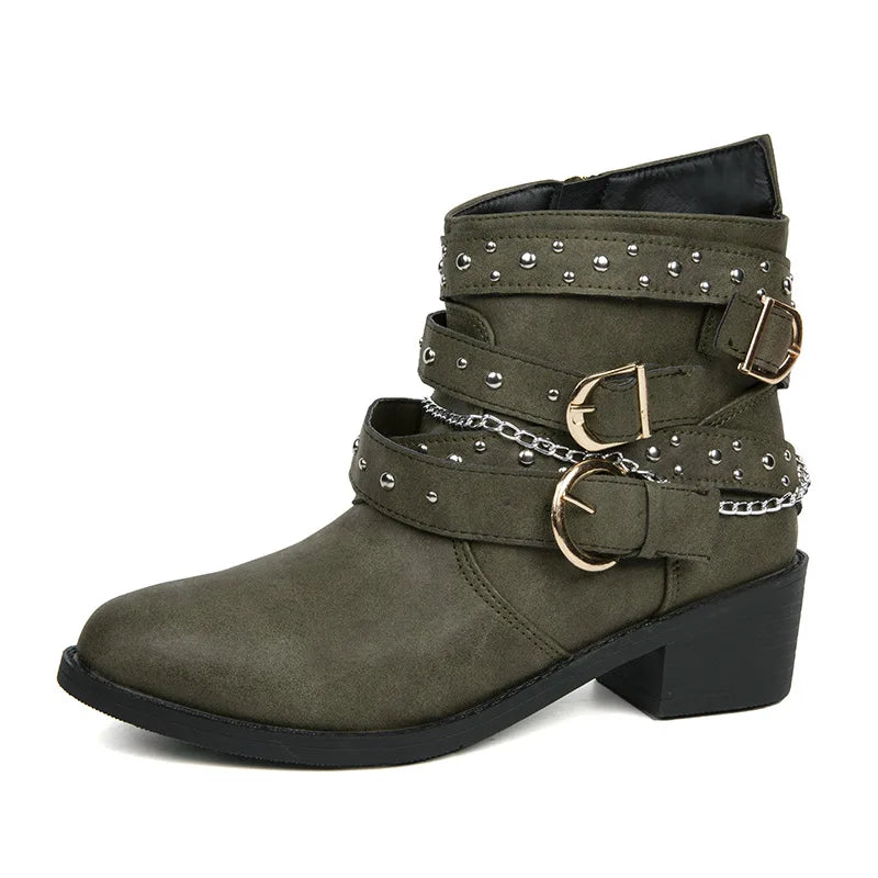 Steampunk Chain Ankle Boots classic