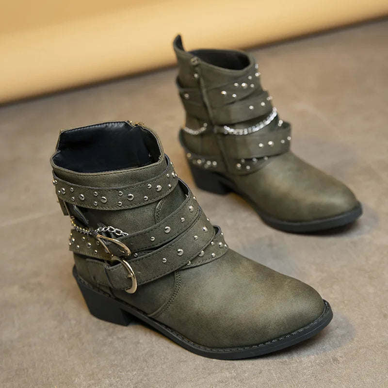Steampunk Chain Ankle Boots elegant