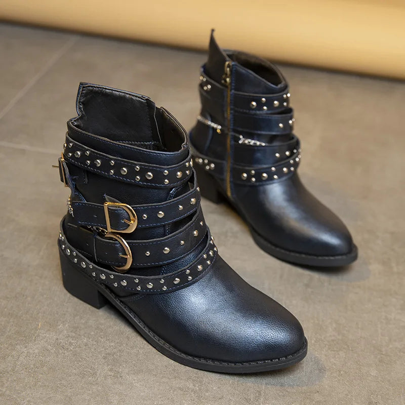 Steampunk Chain Ankle Boots rugged