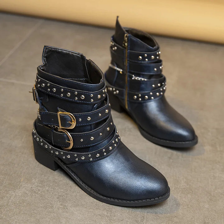 Steampunk Chain Ankle Boots rugged