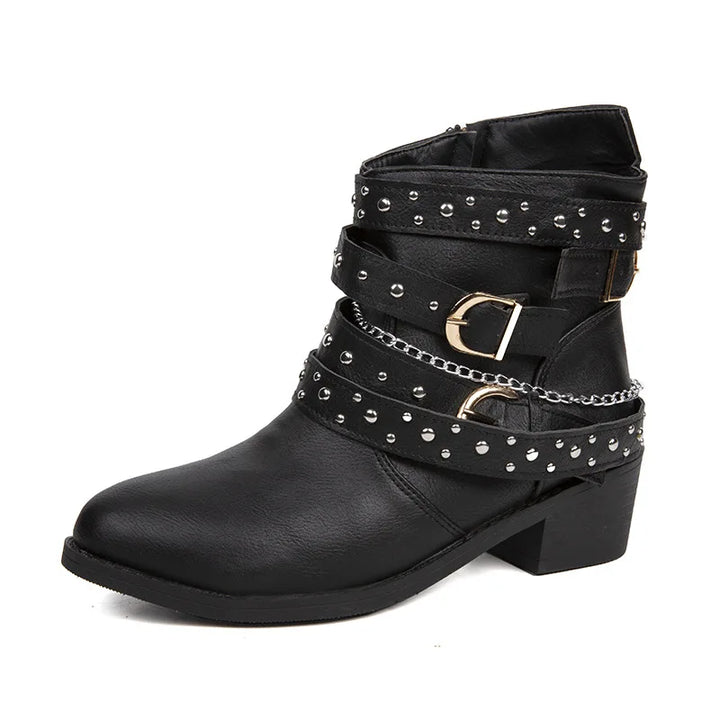 Steampunk Chain Ankle Boots sleek