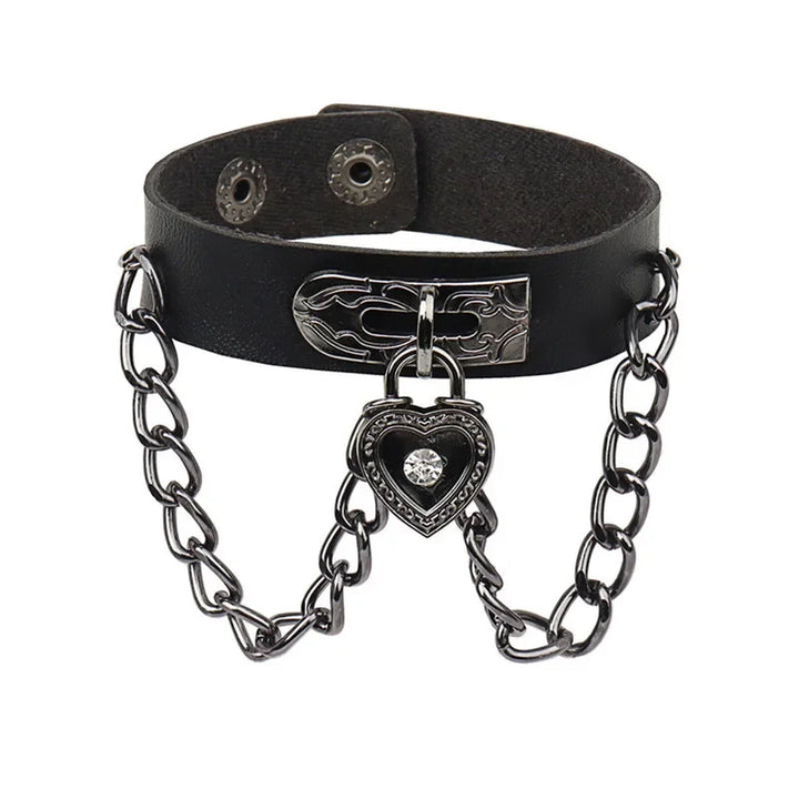 Steampunk Chain Bracelet With Heart Padlock chic