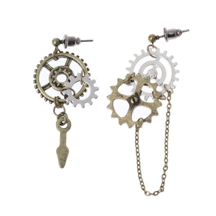 Steampunk Chain Gear Earrings Stylish