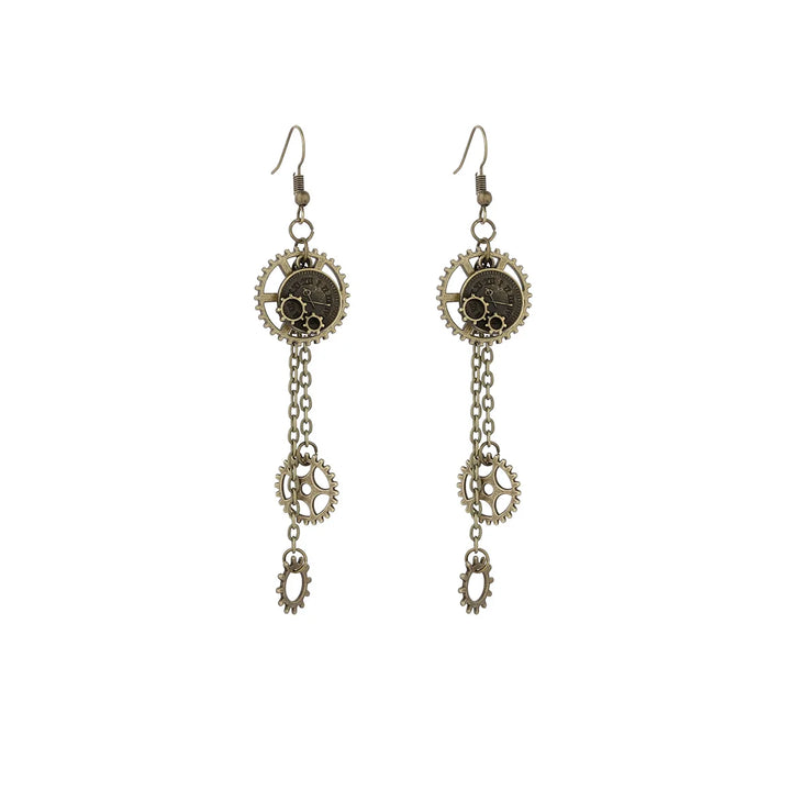 Steampunk Chain Pendant Gear Earrings chic