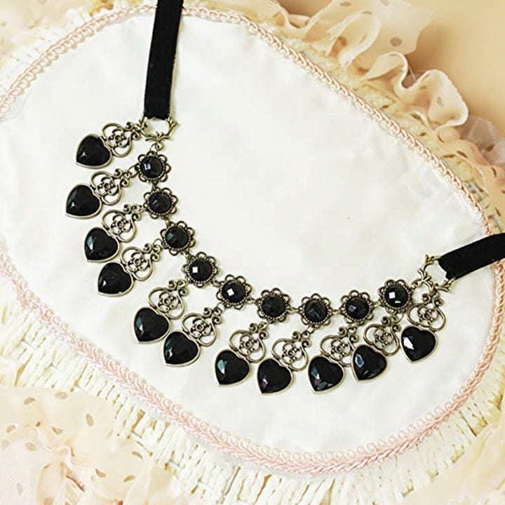 Steampunk Choker Necklace With Hearts