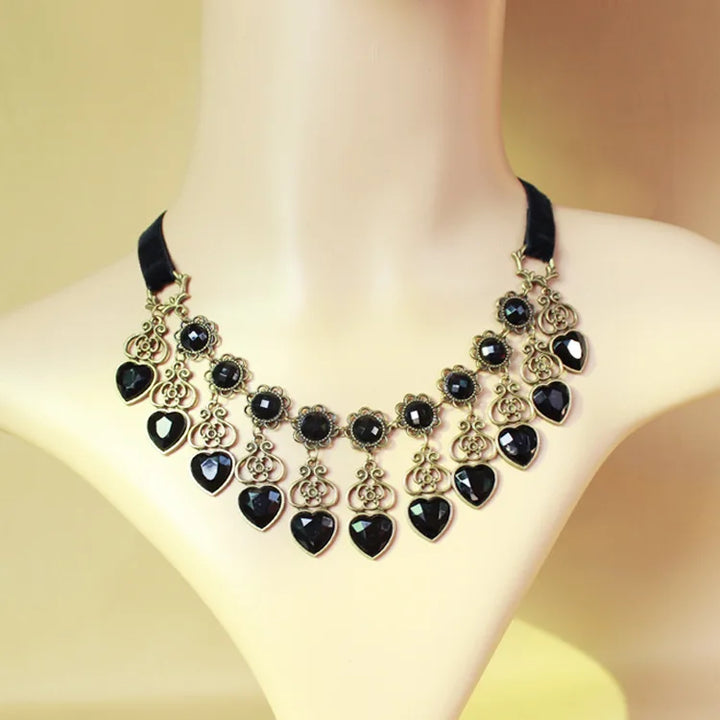 Steampunk Choker Necklace With Hearts quality