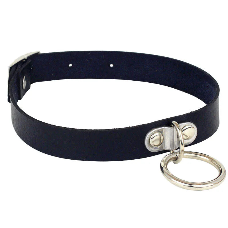 Steampunk Choker Necklace with Buckle Black