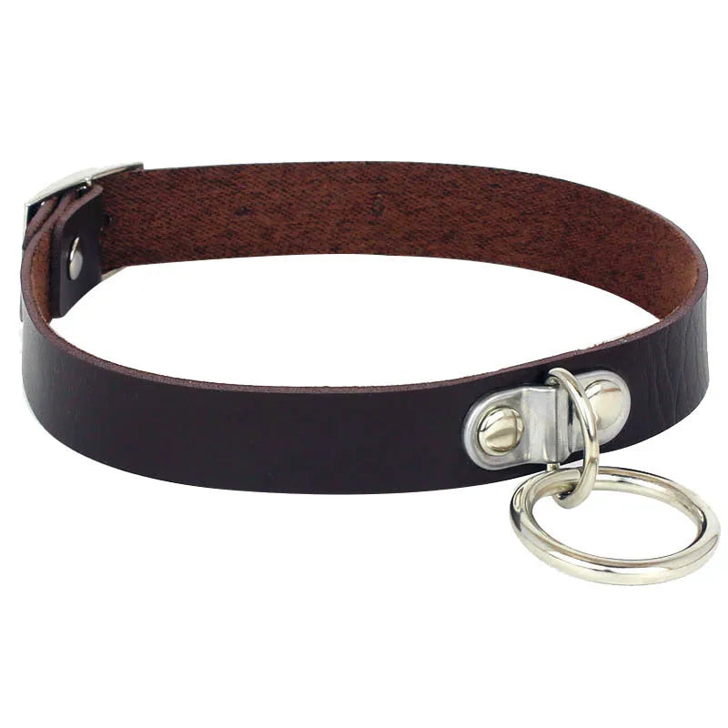 Steampunk Choker Necklace with Buckle Brown