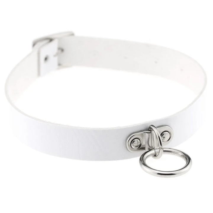 Steampunk Choker Necklace with Buckle White