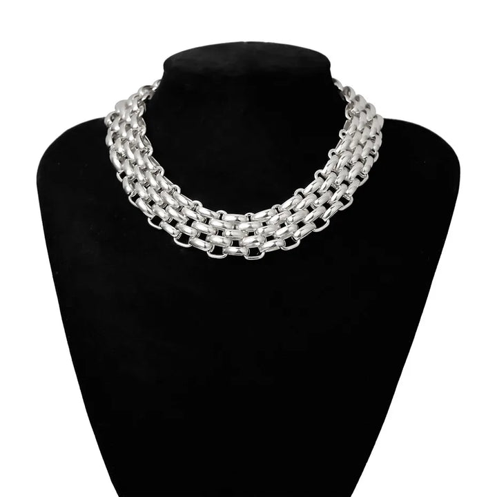 Steampunk Choker Necklace with Thick Chains Design