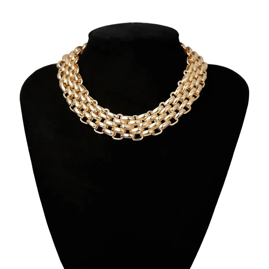 Steampunk Choker Necklace with Thick Chains Fashion