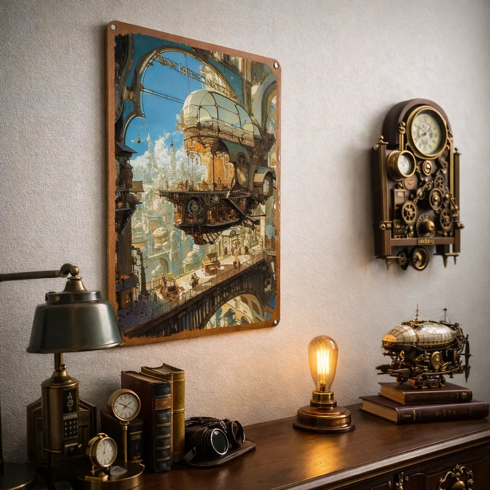 Steampunk City Wall Art Style