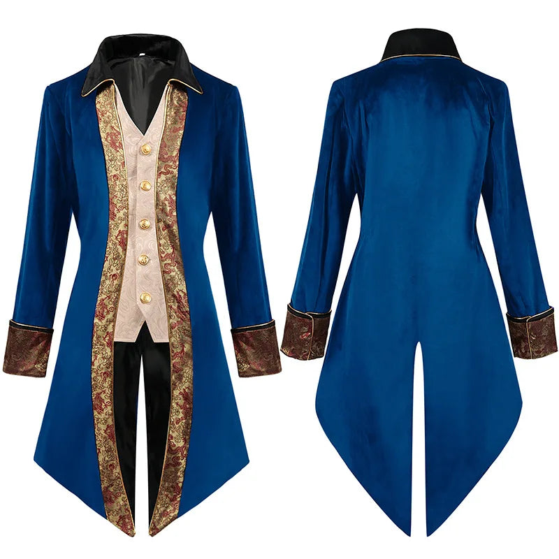 Steampunk Coat Gold Patterns Blue