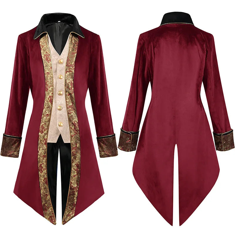 Steampunk Coat Gold Patterns Garnet