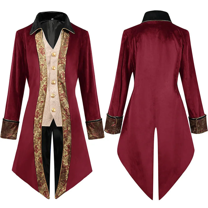 Steampunk Coat Gold Patterns Garnet