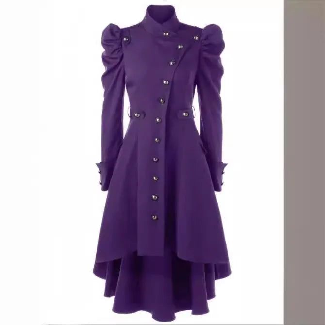 Steampunk Coat Puffed Sleeves Purple
