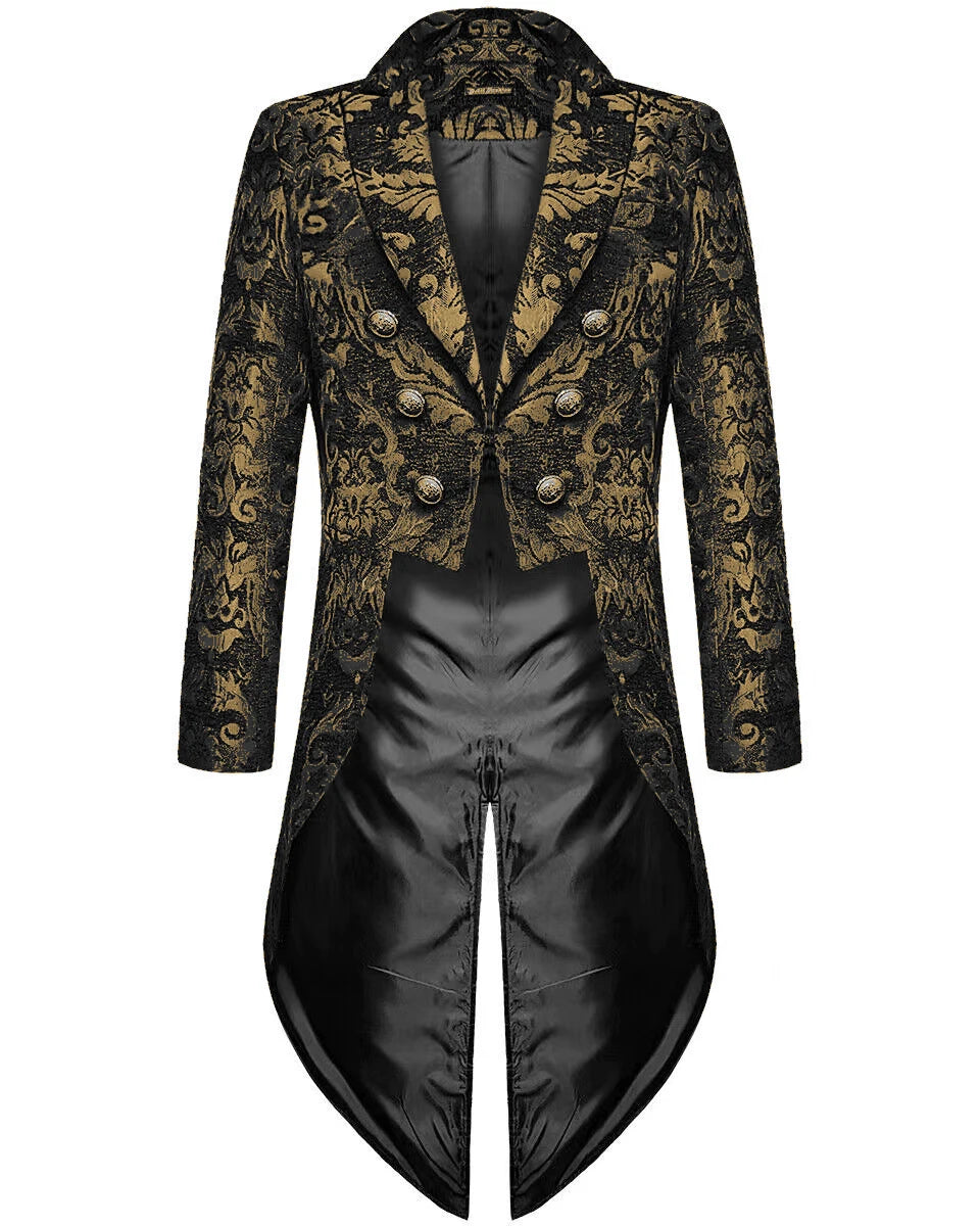 Steampunk Coat With Patterned Design Gold