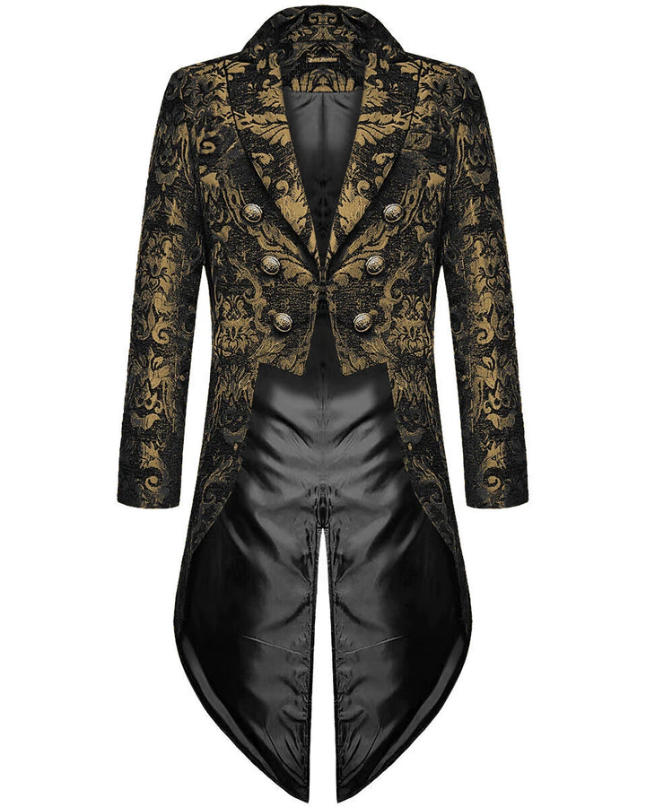 Steampunk Coat With Patterned Design Gold