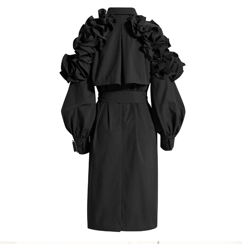 Steampunk Coat with Ruffled Sleeves black