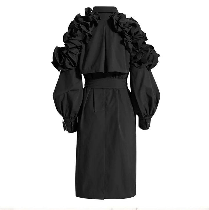 Steampunk Coat with Ruffled Sleeves black
