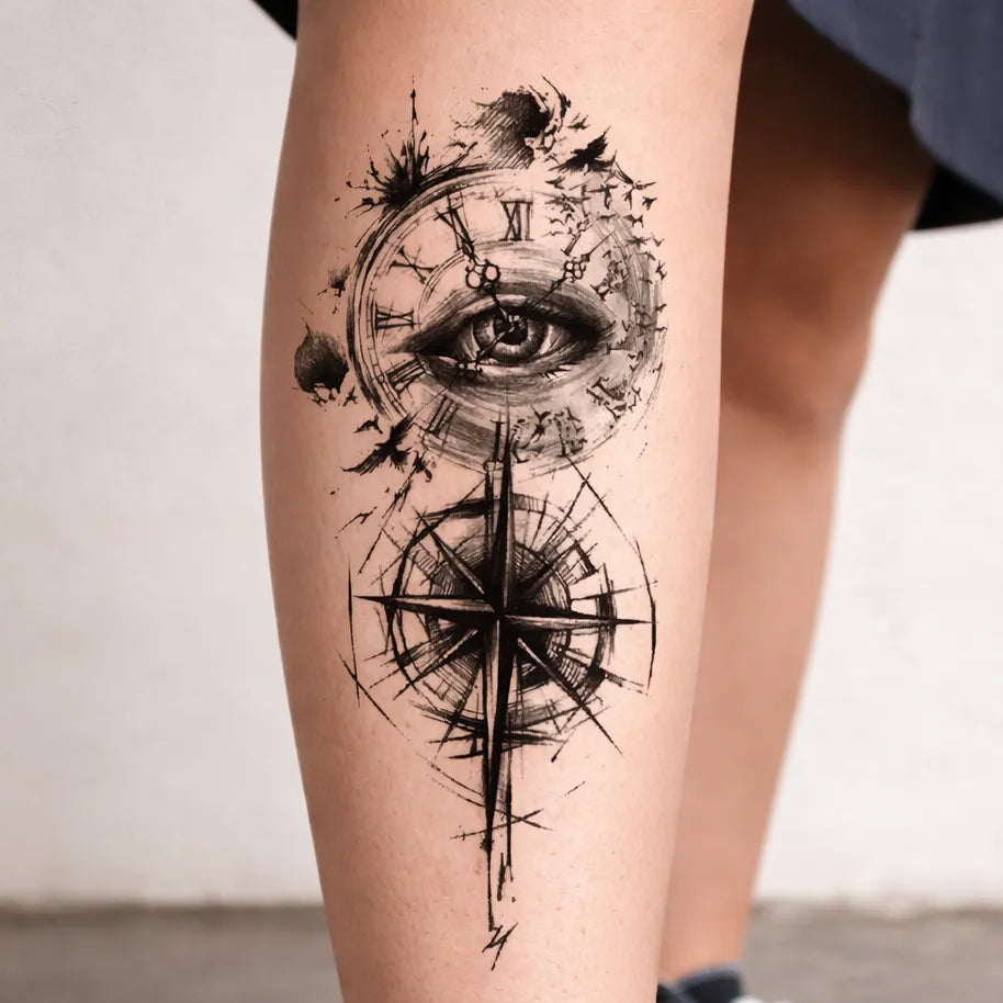Steampunk Compass Tattoo