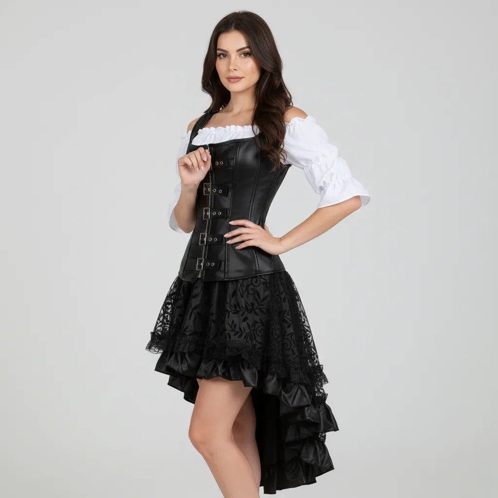 Steampunk Corset Dress Black Gothic M