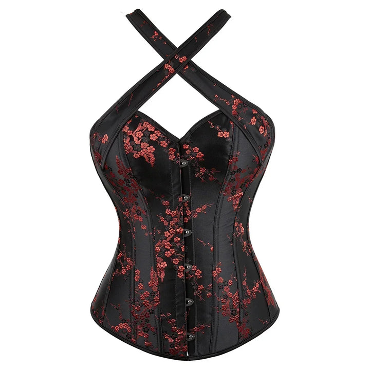 Steampunk Corset with Crossed Straps Black