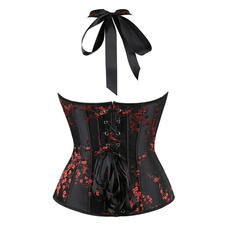 Steampunk Corset with Crossed Straps Black Back