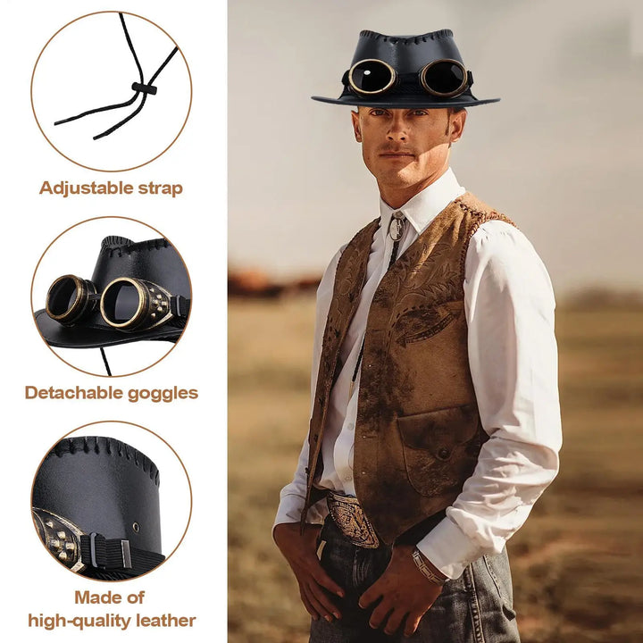 Steampunk Cowboy Hat With Drawstring – adjustable drawstring