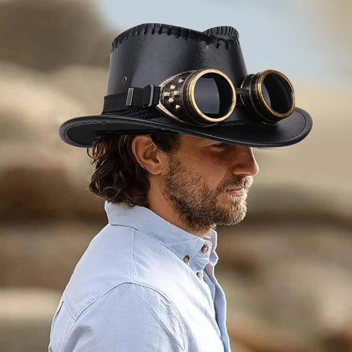 Steampunk Cowboy Hat With Drawstring – industrial aesthetic