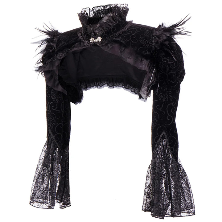 Steampunk Crop Jacket Feathers Elegant