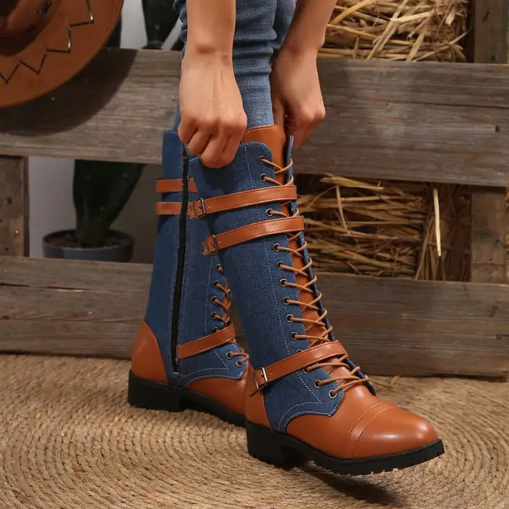 Steampunk Denim Boots Stylish