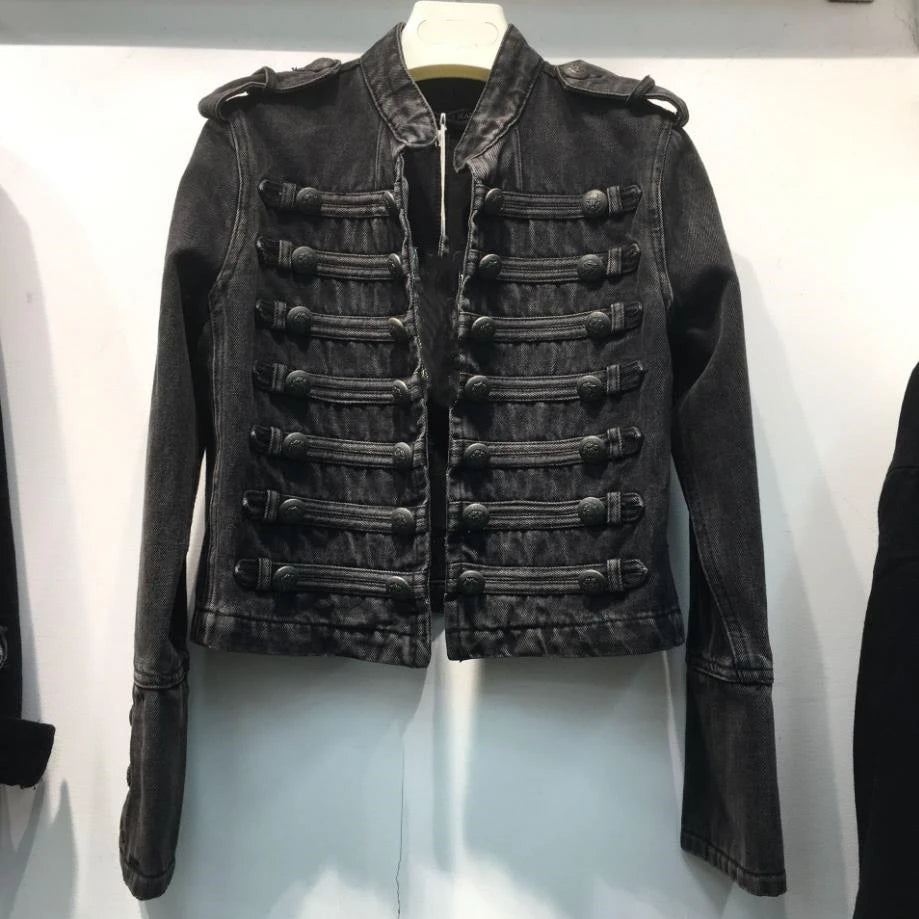 Steampunk Denim Jacket Gray
