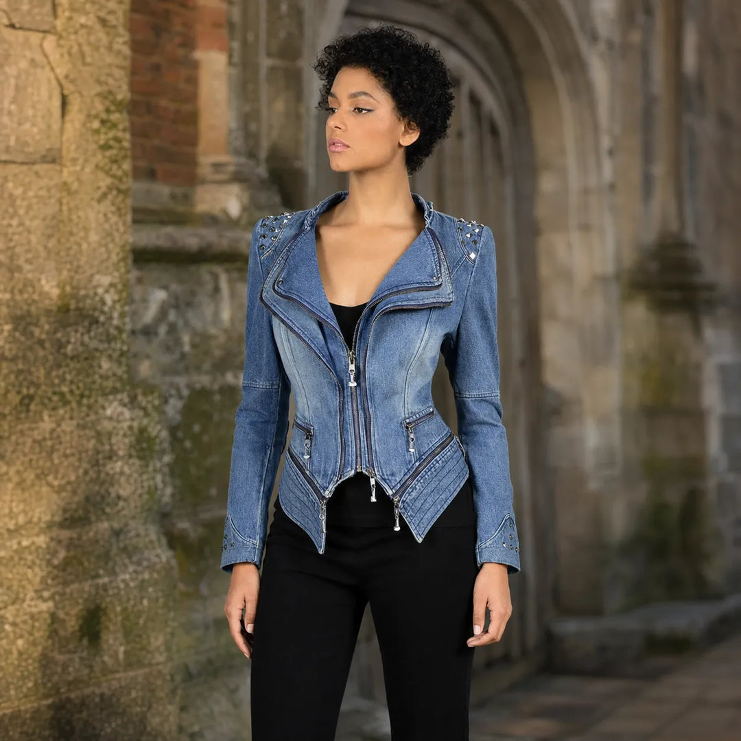Steampunk Denim Jacket With Rivets