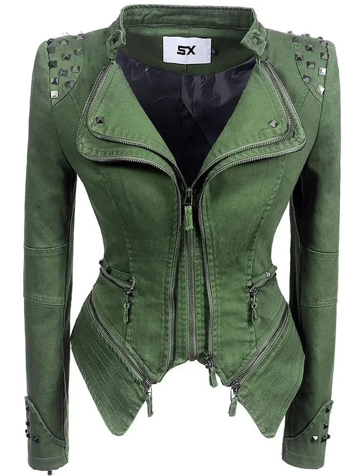 Steampunk Denim Jacket With Rivets bold