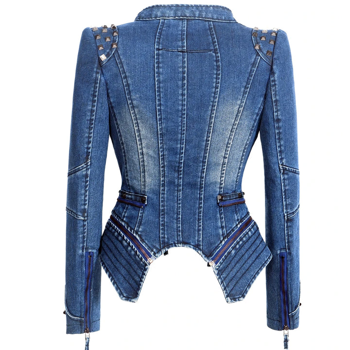 Steampunk Denim Jacket With Rivets durable