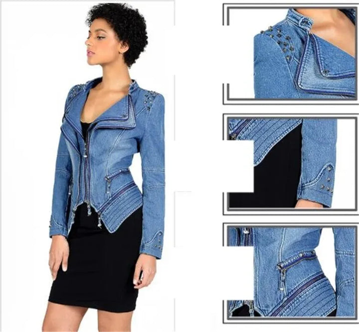 Steampunk Denim Jacket With Rivets edgy