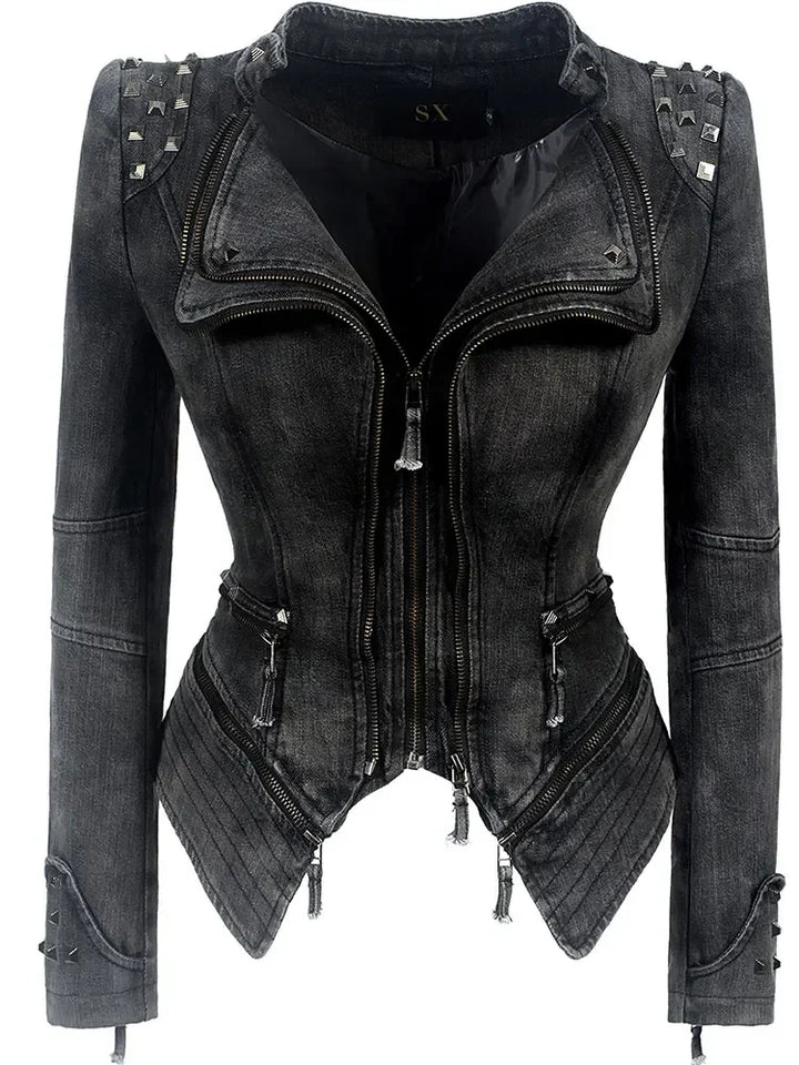 Steampunk Denim Jacket With Rivets rugged
