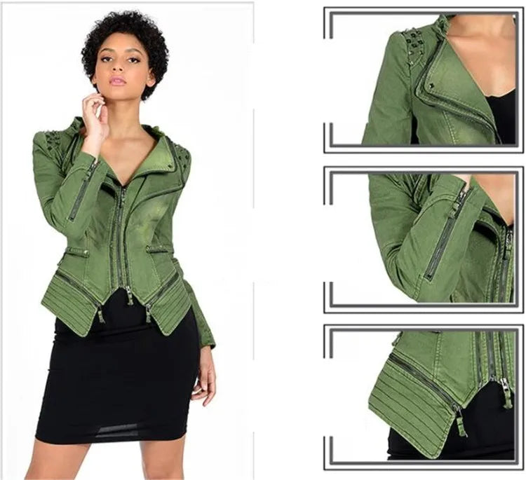 Steampunk Denim Jacket With Rivets stylish