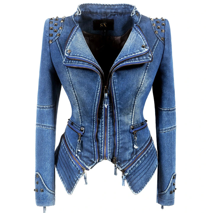 Steampunk Denim Jacket With Rivets unique