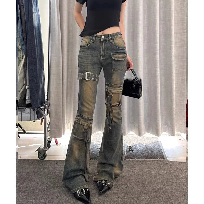 Steampunk Denim Pants Blue