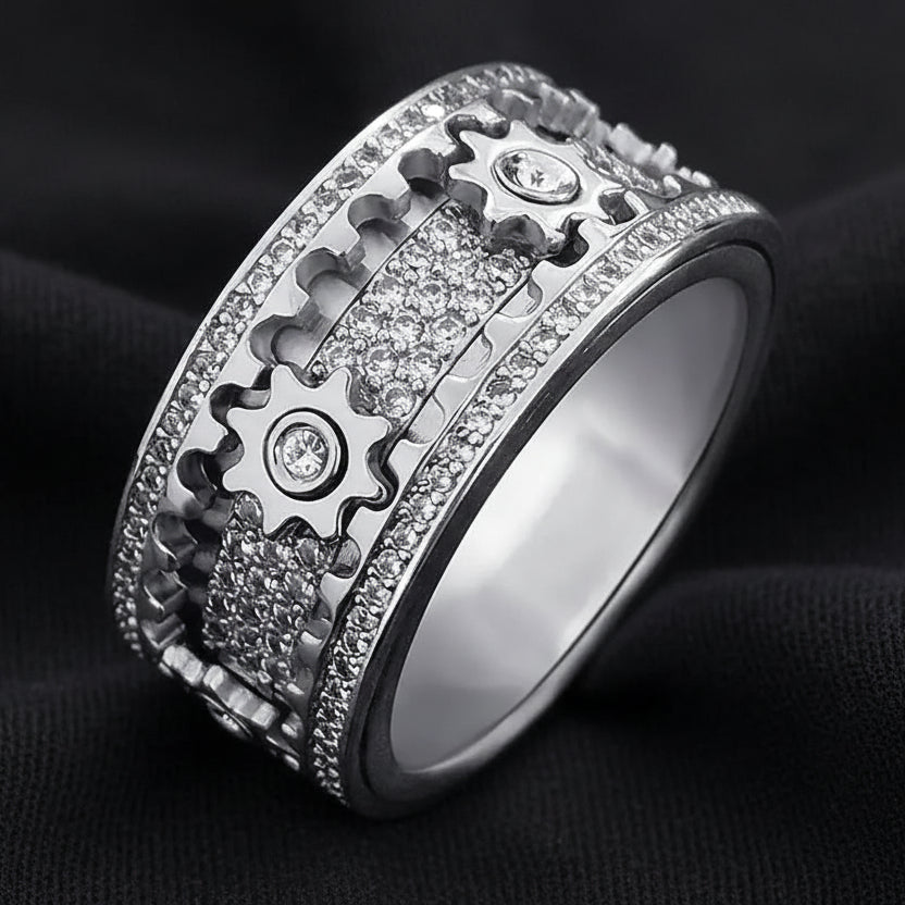 Steampunk Diamond Gear Ring
